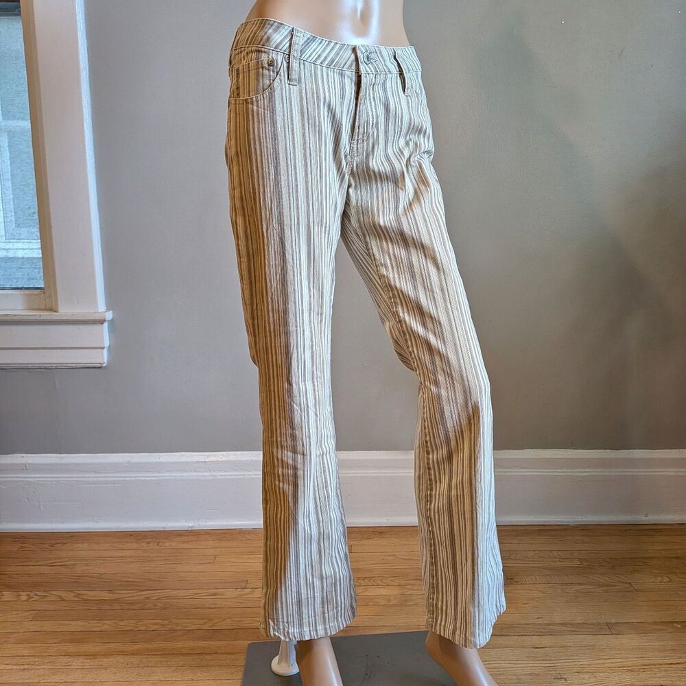 Vintage Y2K Arizona Jean Company Hipster Striped Denim Low Rise Flare Size 5